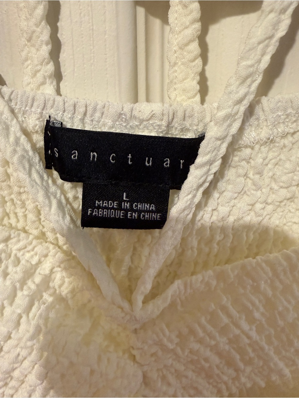 Sanctuary White Textured Ruched Top Size Large NWOT Cottagecore Boho - Picture 4 of 7
